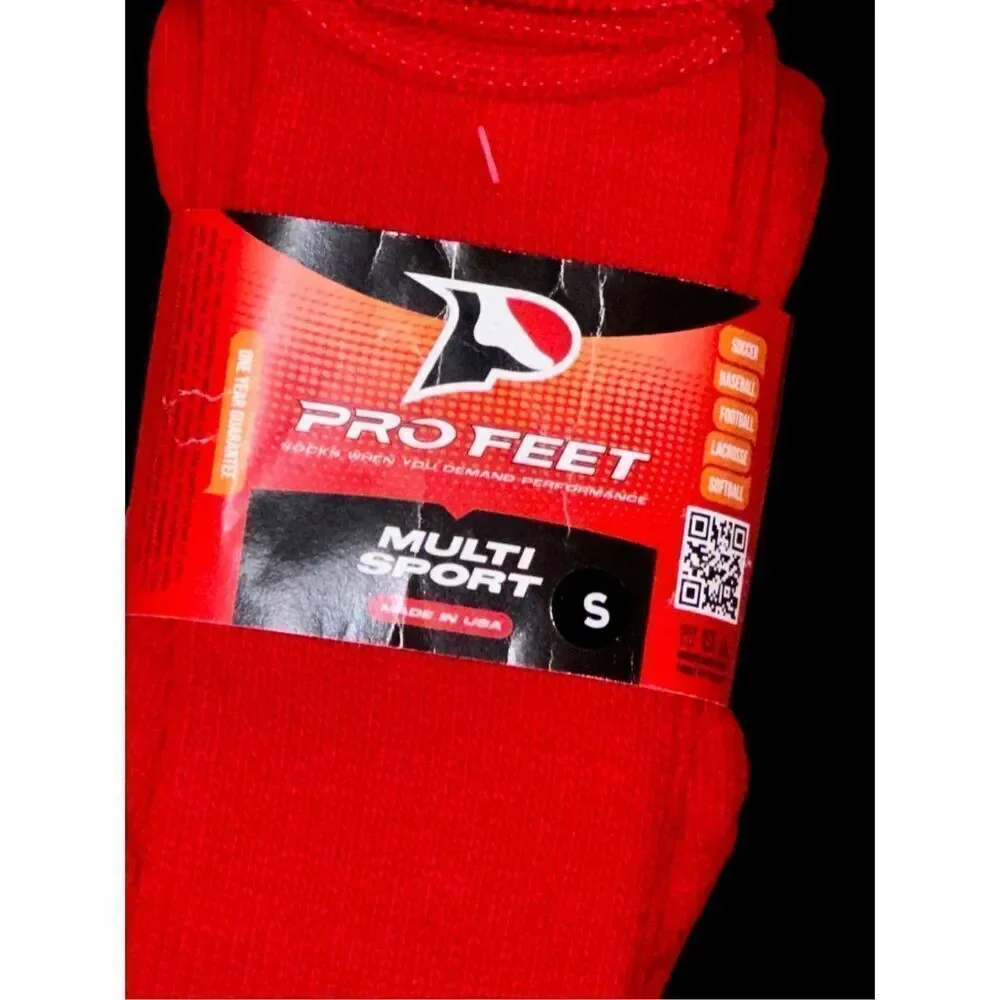 NEW WITH TAGS PRO FEET women toe socks size Small 7-9 RED MADE IN USA SPORTS SOC